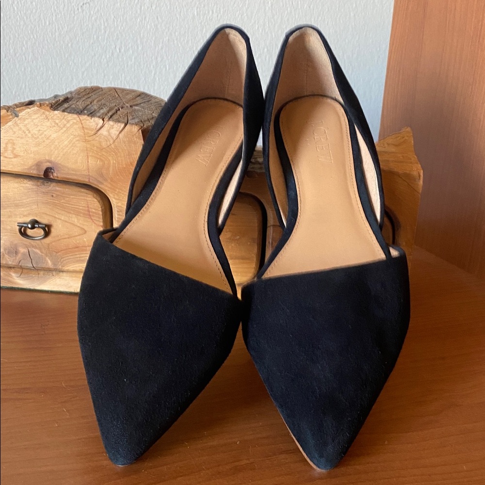 J. Crew Black Zoe D'orsay Suede Leather Flats